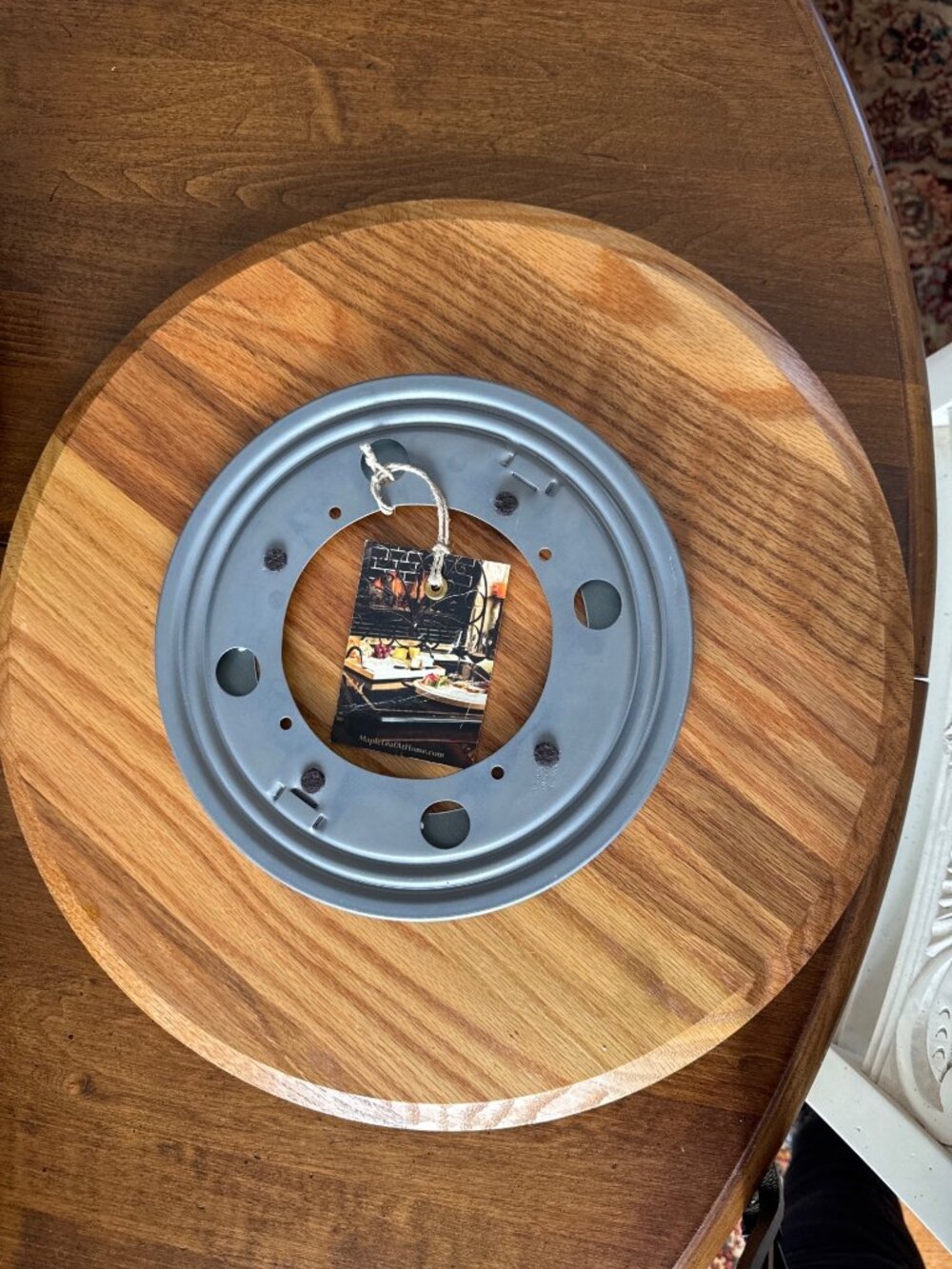 Maple Leaf At Home Wooden Lazy Susan 15.5" Diameter Farmhouse Design Heavy - Picture 4 of 13